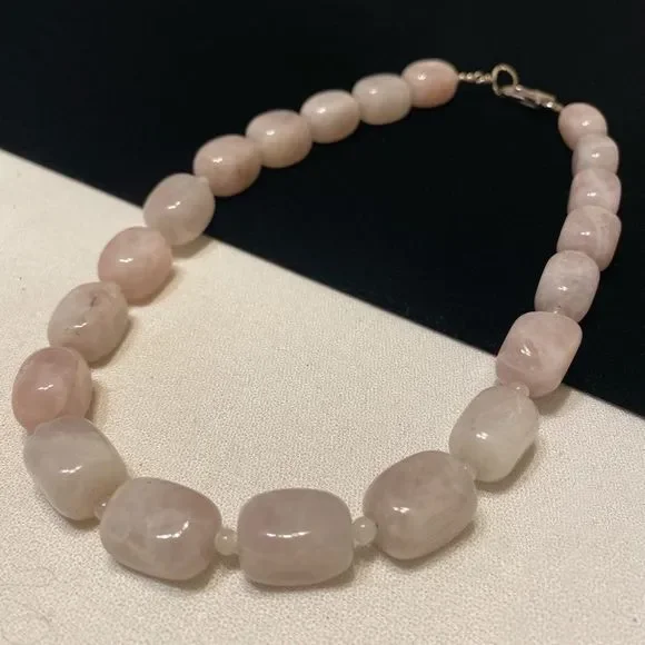 Vintage Chunky Rose Quartz Necklace - Picture 14 of 16
